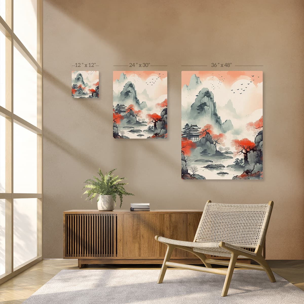 Modern Japanese Scenery Canvas Painting pattern detail