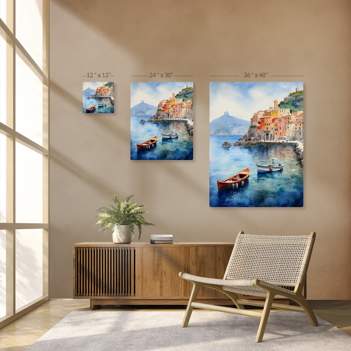 Italian Sea and Island Scenery Canvas Painting pattern detail