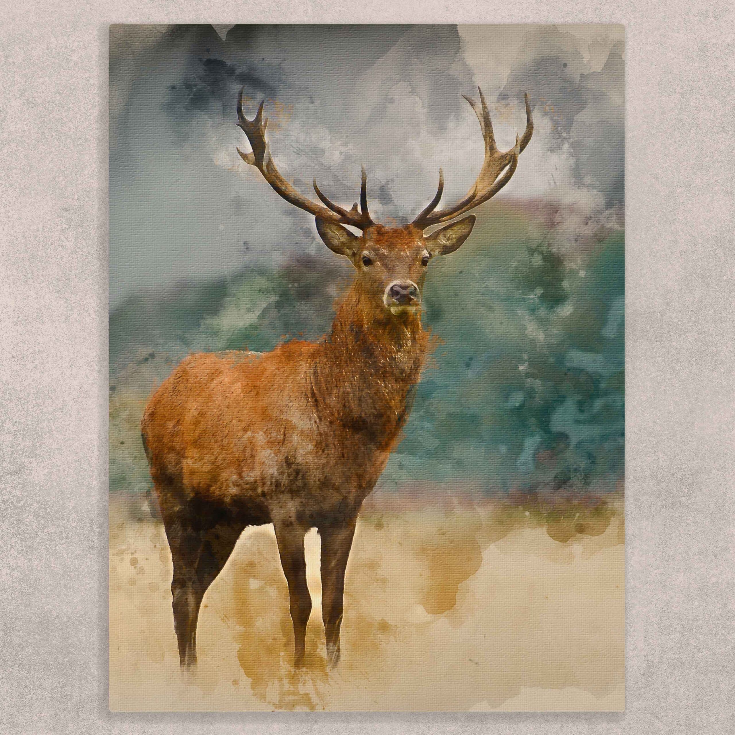 Deer Haven Landscape Canvas Painting shown in a room