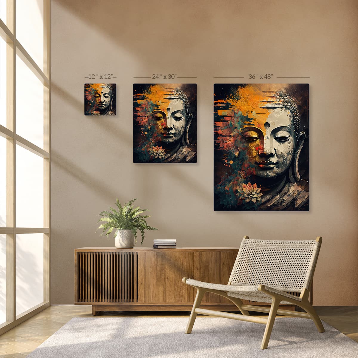Buddha's Peaceful Aura Canvas Painting pattern detail