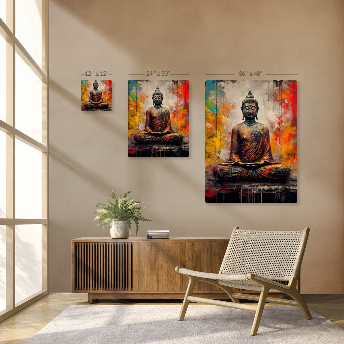 Colorful Tranquility Buddha Canvas Painting pattern detail