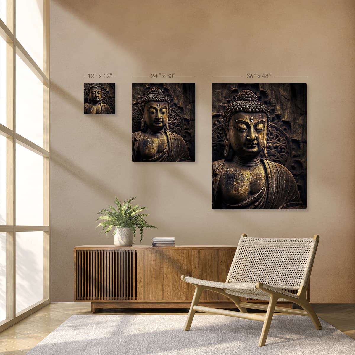 Divine Buddha Sculpture Canvas Art Painting pattern detail