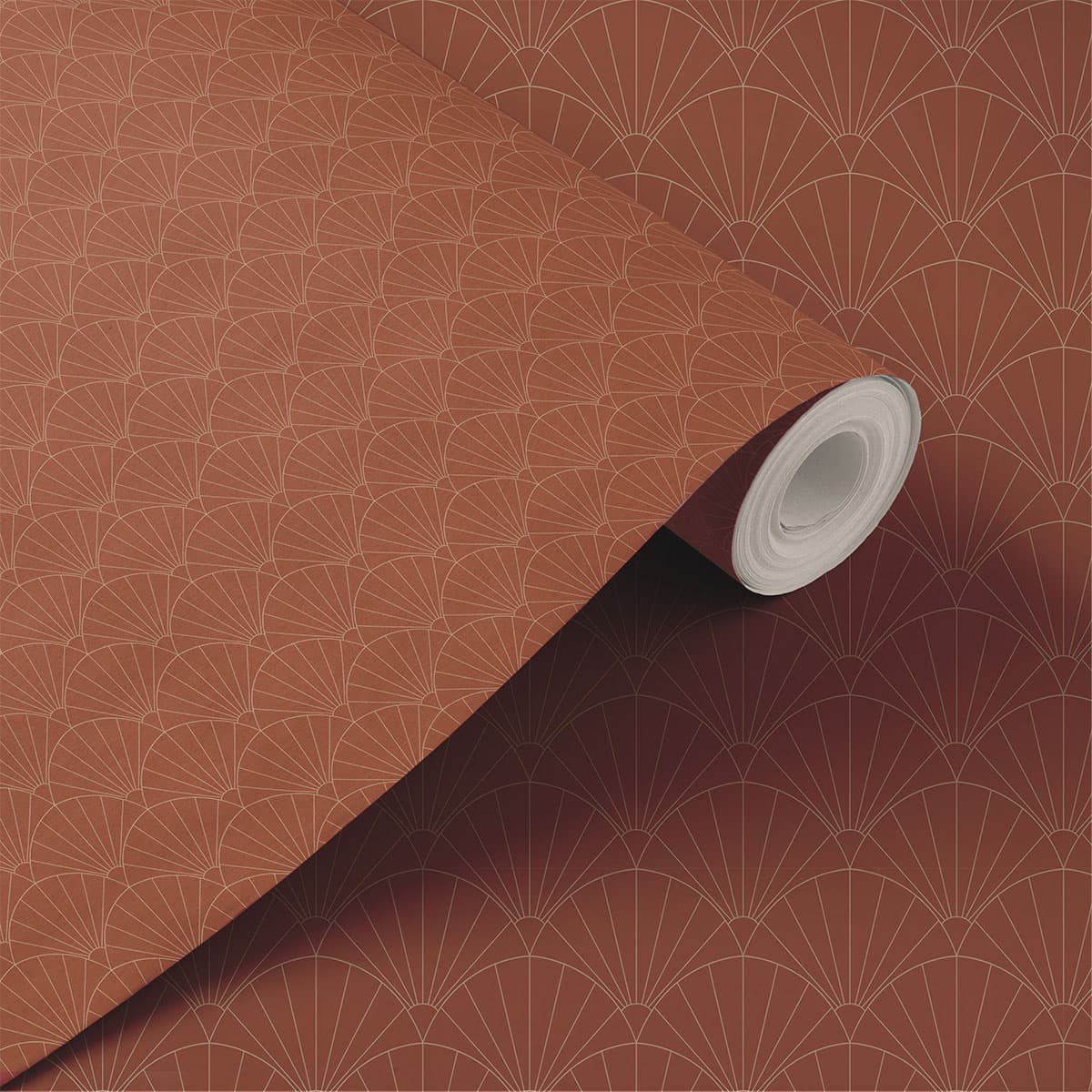 Earthy Dark Brown Wallpaper Roll shown in a room