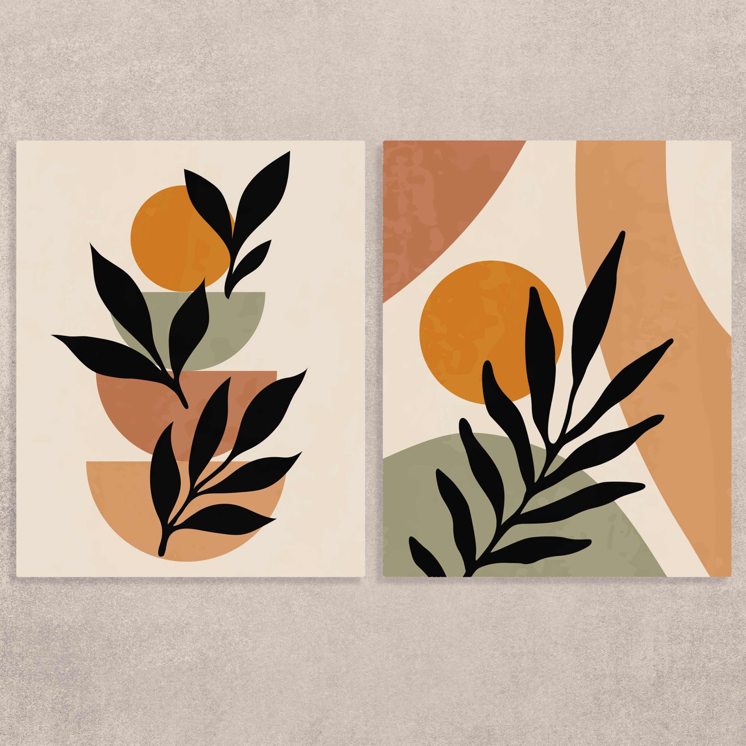 Beautiful Boho Canvas Painting Set of 2 shown in a room