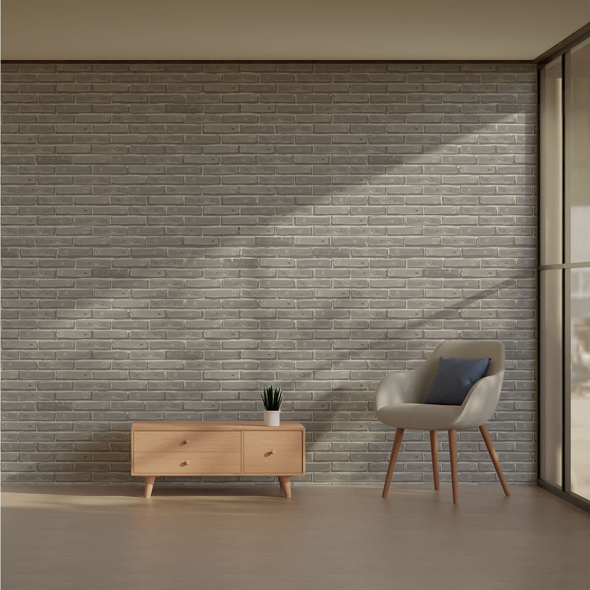 Grey Brick Pattern Wallpaper Roll pattern detail