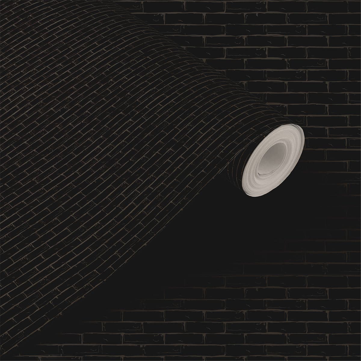 Dark Black Brick Wallpaper Roll shown in a room