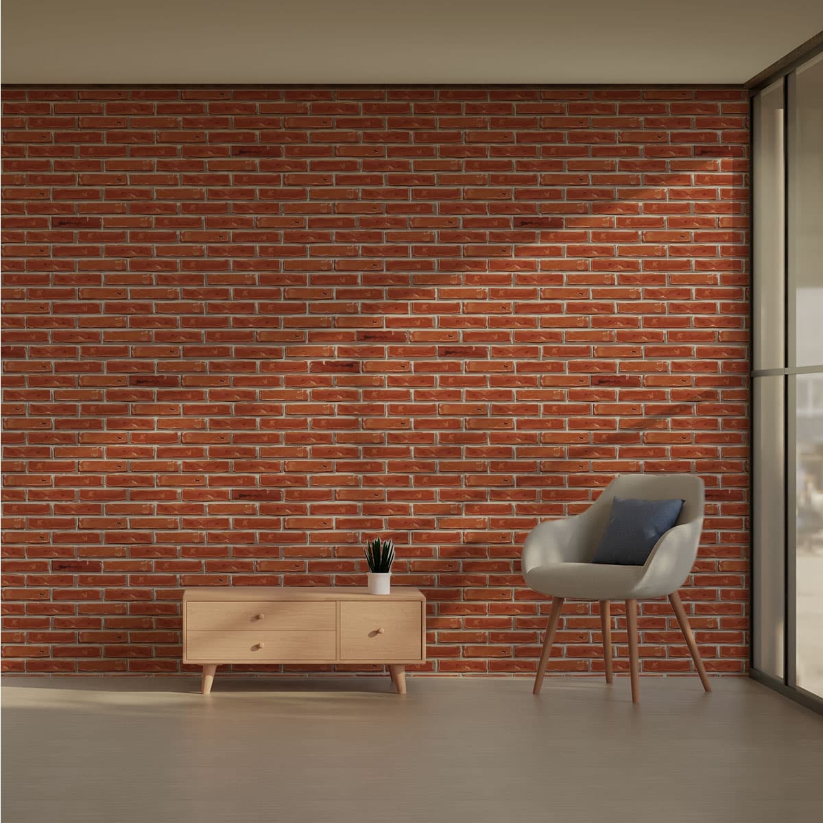 Fired Red Charm Red Brick Wallpaper Roll pattern detail