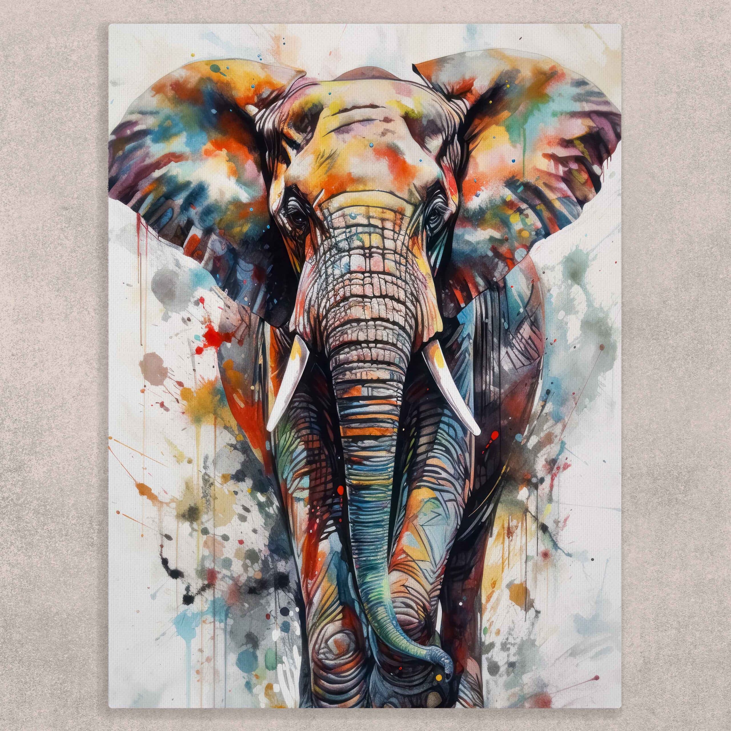 Elephant Majesty Canvas Art shown in a room