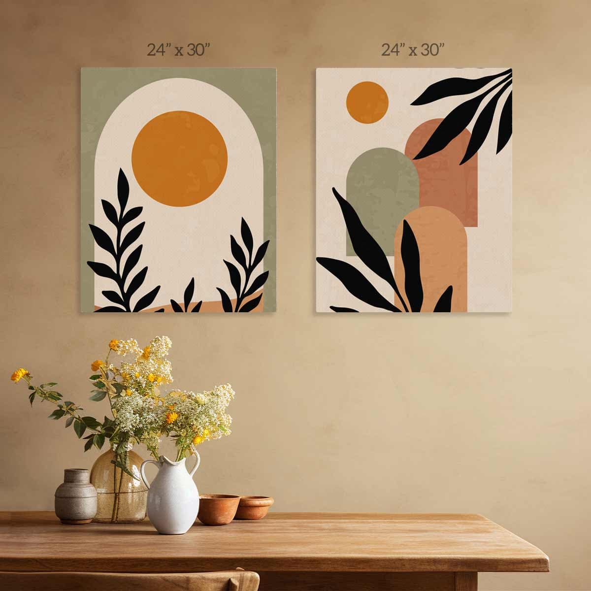 Sunburst Serenity Canvas Painting Set of 2 pattern detail