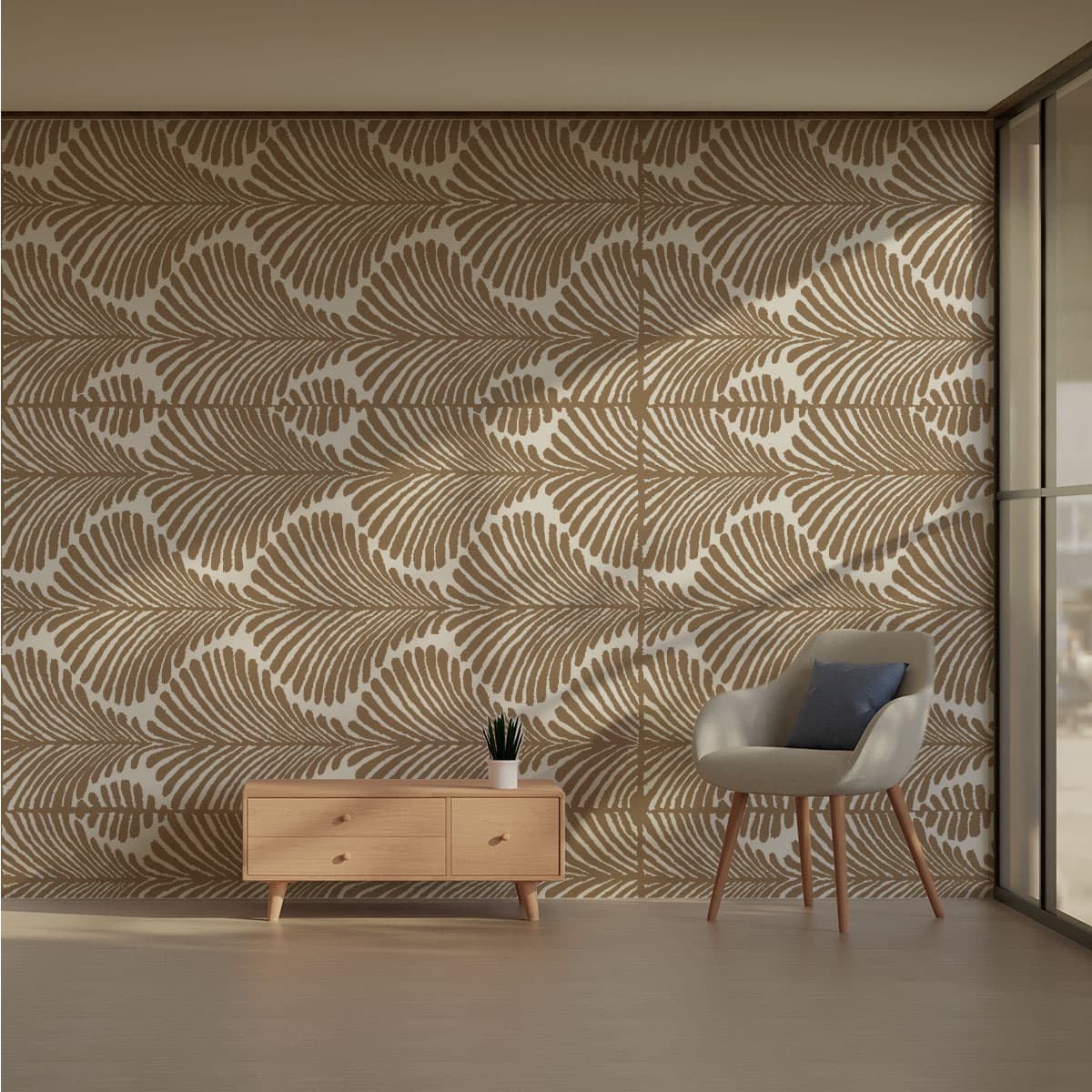 Brown Stencil Pattern Wallpaper Roll pattern detail