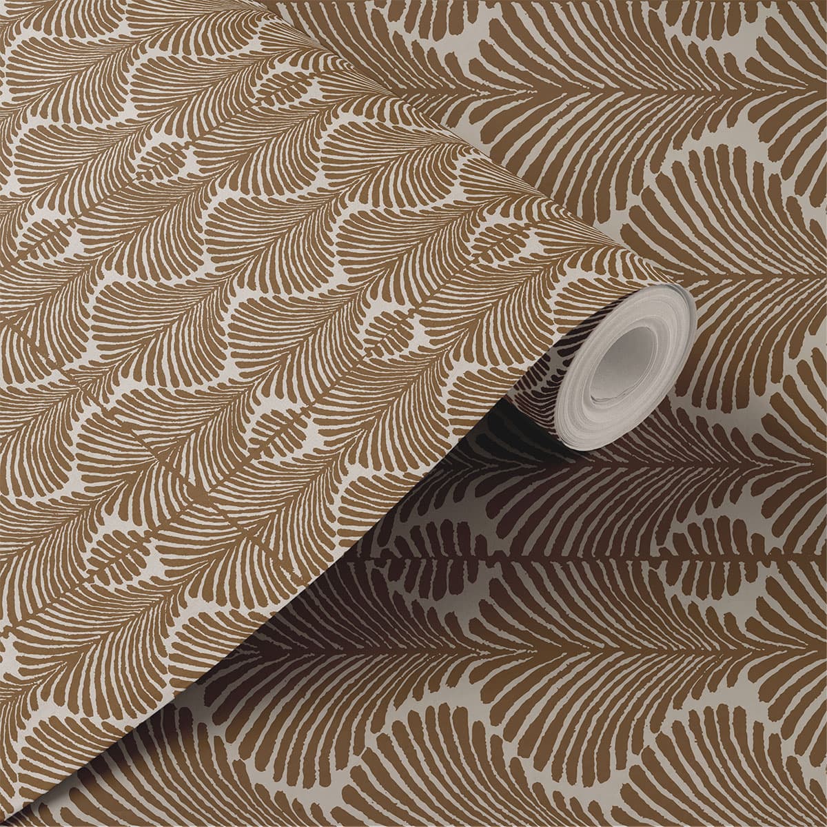 Brown Stencil Pattern Wallpaper Roll shown in a room