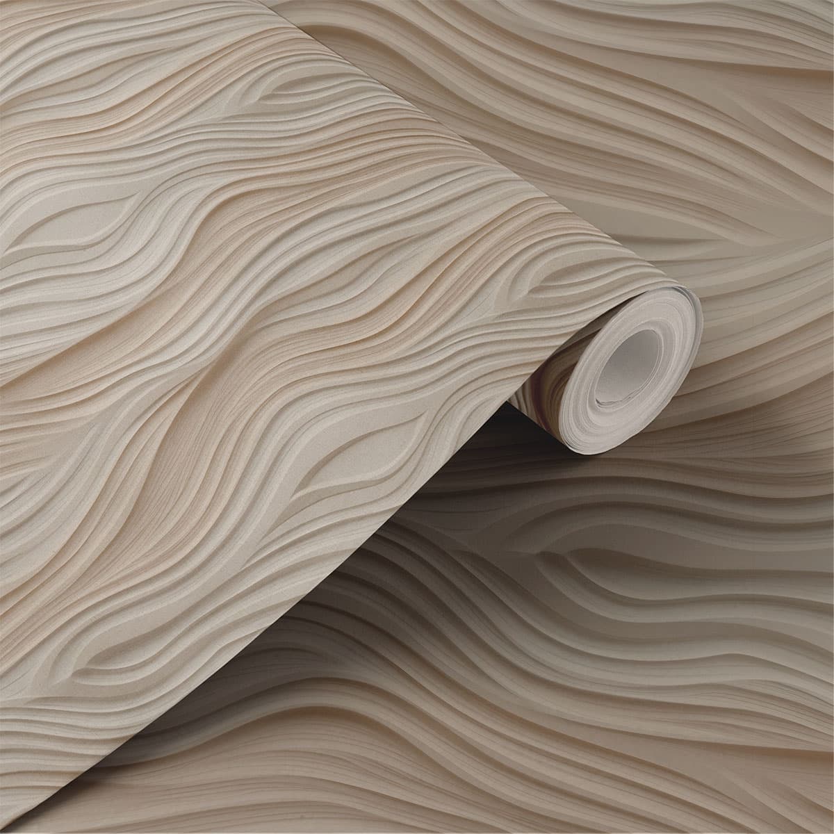 Wooden Wave Wallpaper Roll shown in a room