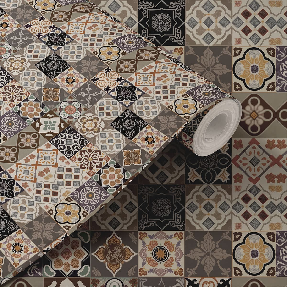Portuguese Tile Wallpaper Roll shown in a room