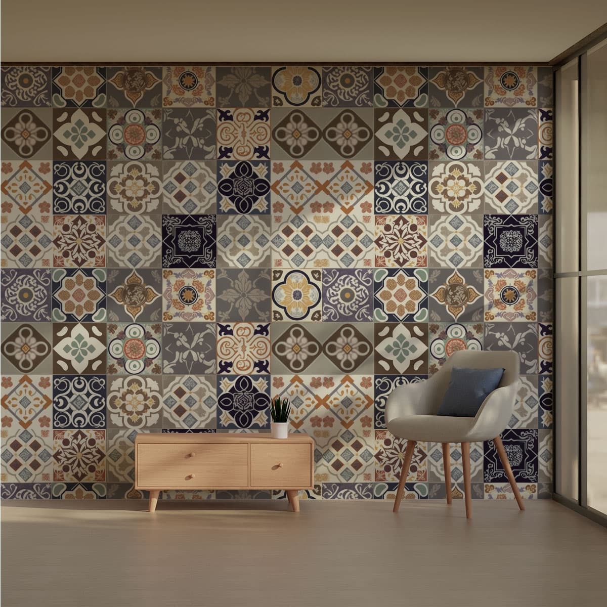Portuguese Tile Wallpaper Roll pattern detail