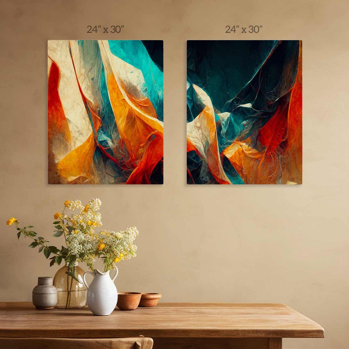 Colour Burst Abstract Canvas Art Set of 2 pattern detail