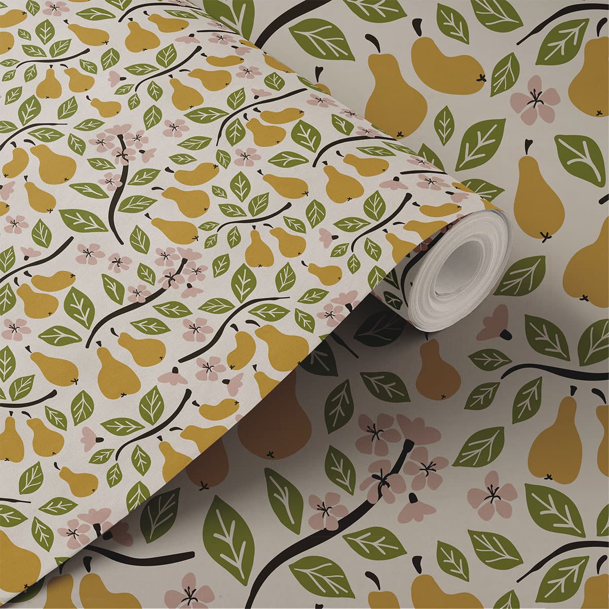 Fruit Green Wallpaper Roll for Walls shown in a room