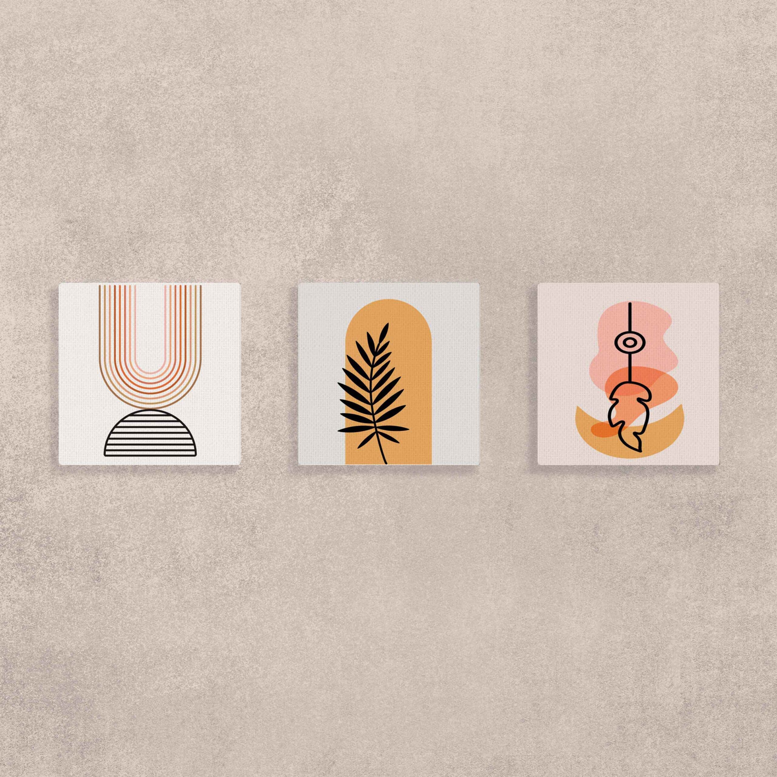 Bohemian Canvas Wall Art Painting Set of 3 shown in a room