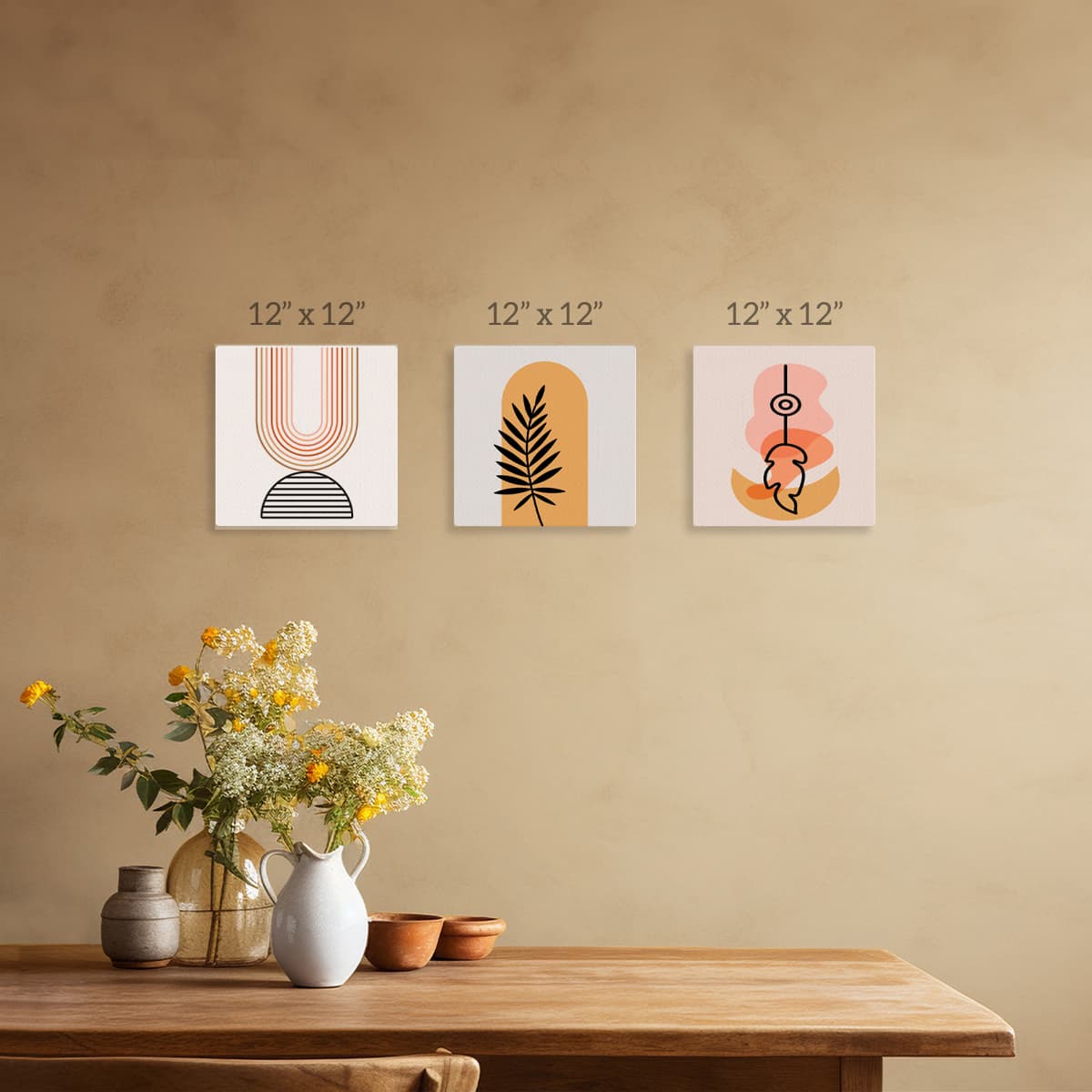 Bohemian Canvas Wall Art Painting Set of 3 pattern detail