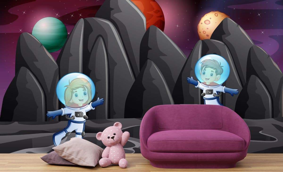 Astronaut Kids Inspiring Wallpaper for Kids shown in a room
