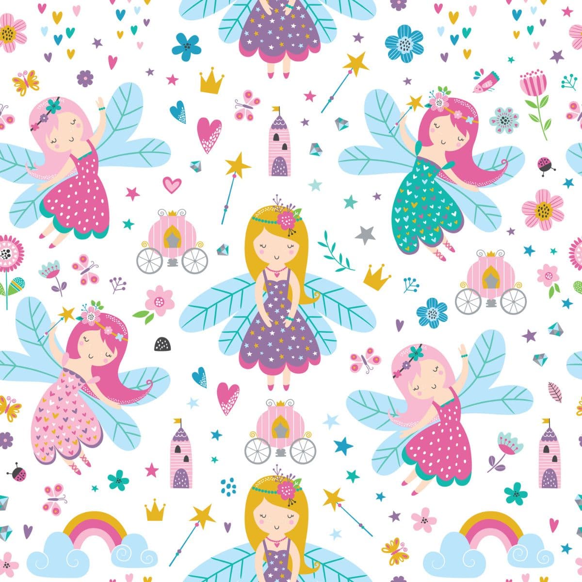 Beautiful Magical Fairy Wallpaper for Girls pattern detail