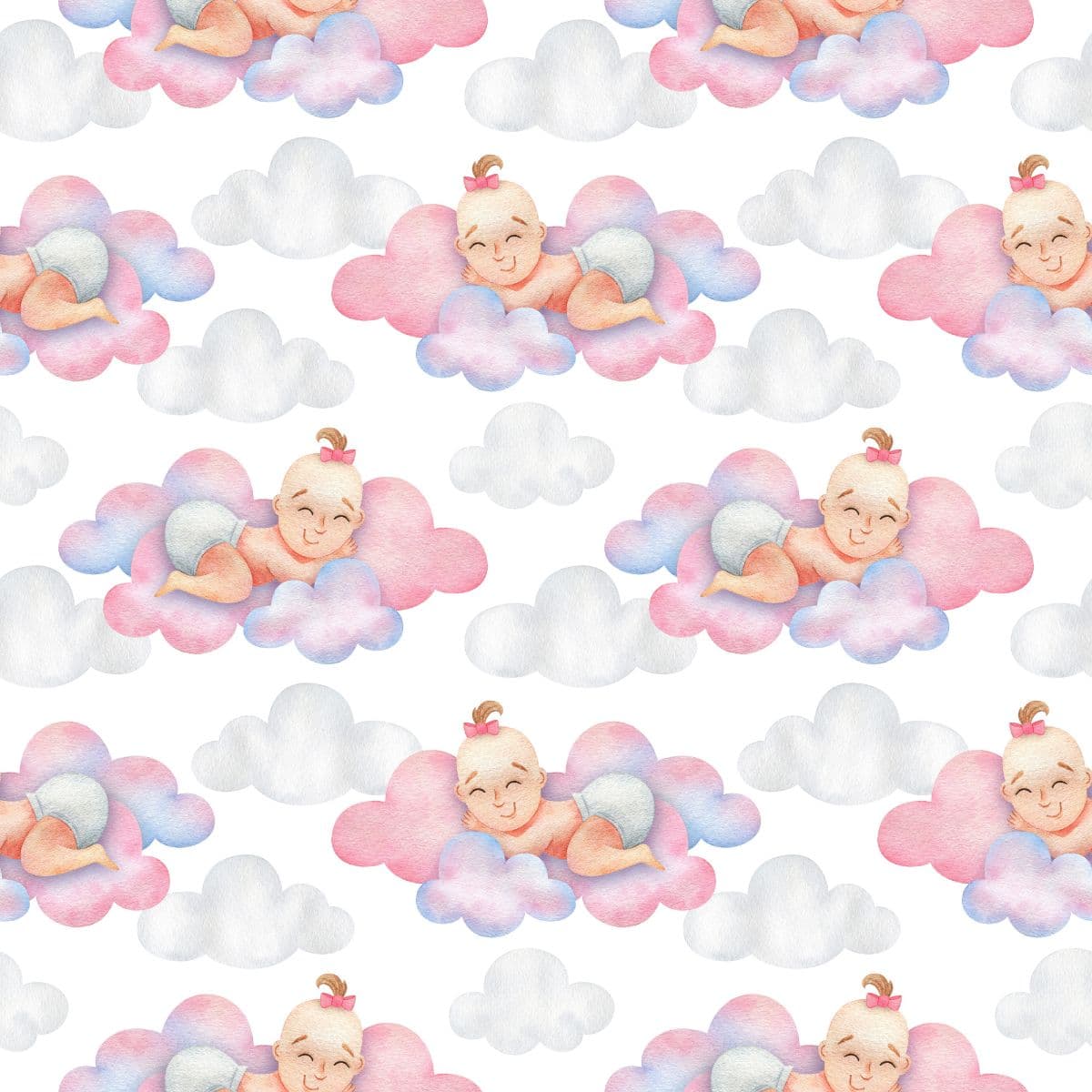 Cute Baby Girl Pattern Wallpaper pattern detail