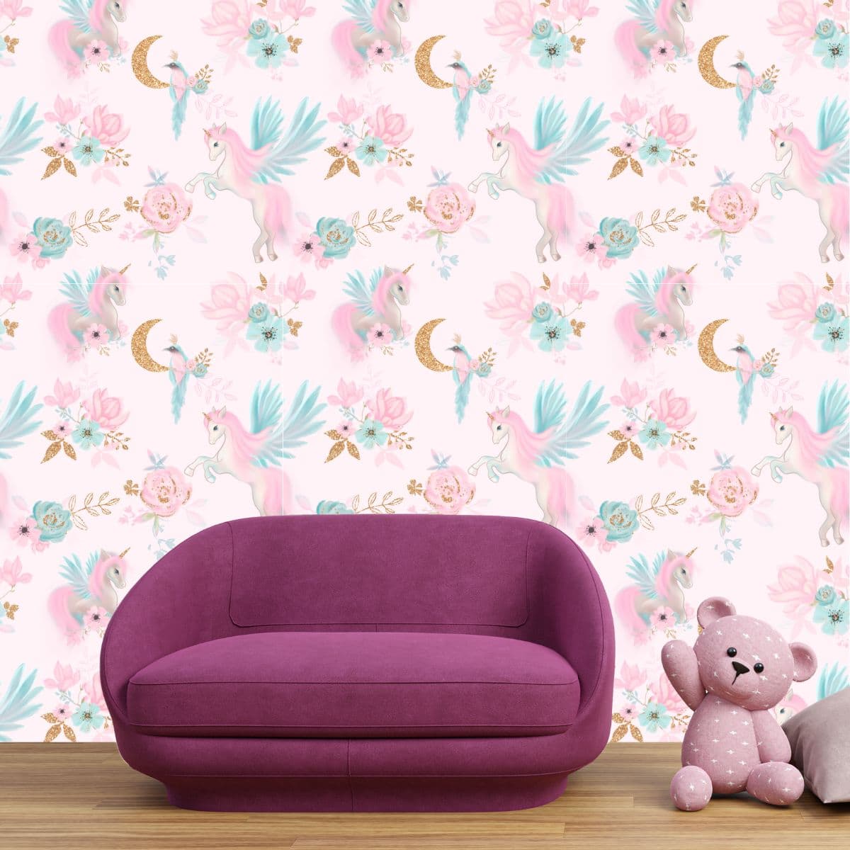 Fairy Magical Garden Wallpaper for Girls shown in a room