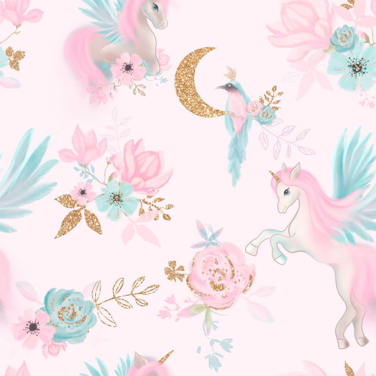 Fairy Magical Garden Wallpaper for Girls pattern detail