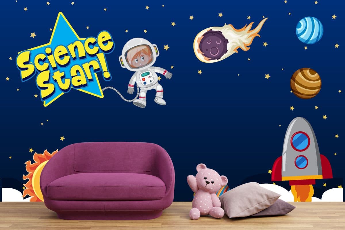 Science Star Inspiring Wallpaper for Girls shown in a room