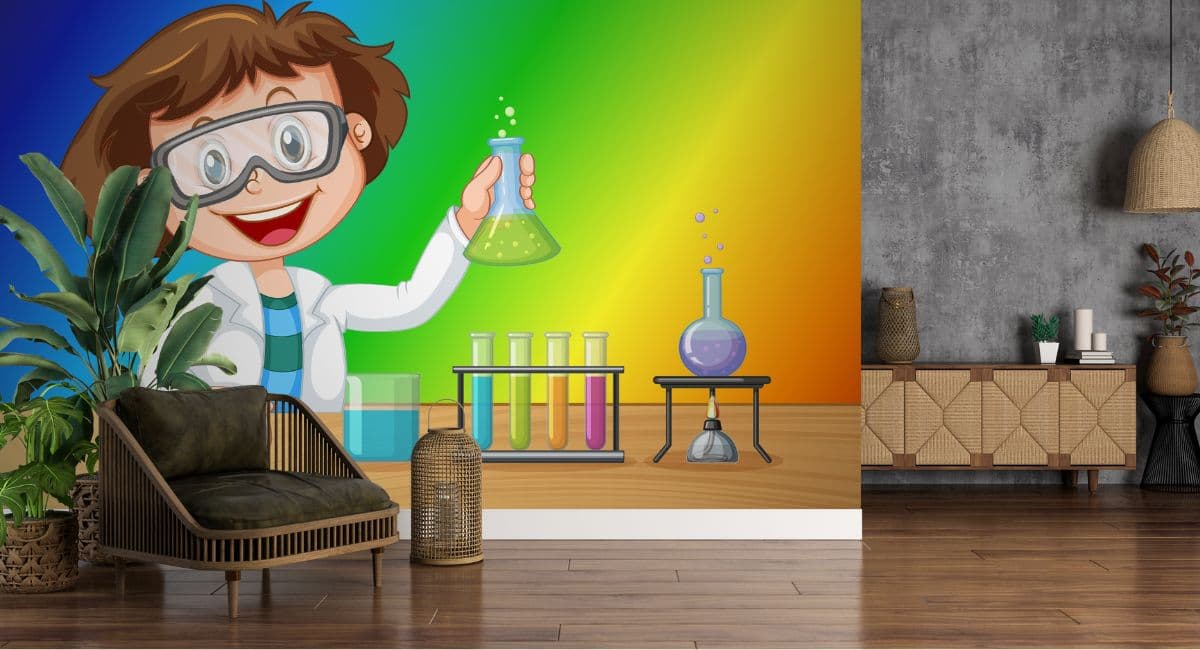 Scientist Girl Inspiring Wallpaper for Girls shown in a room