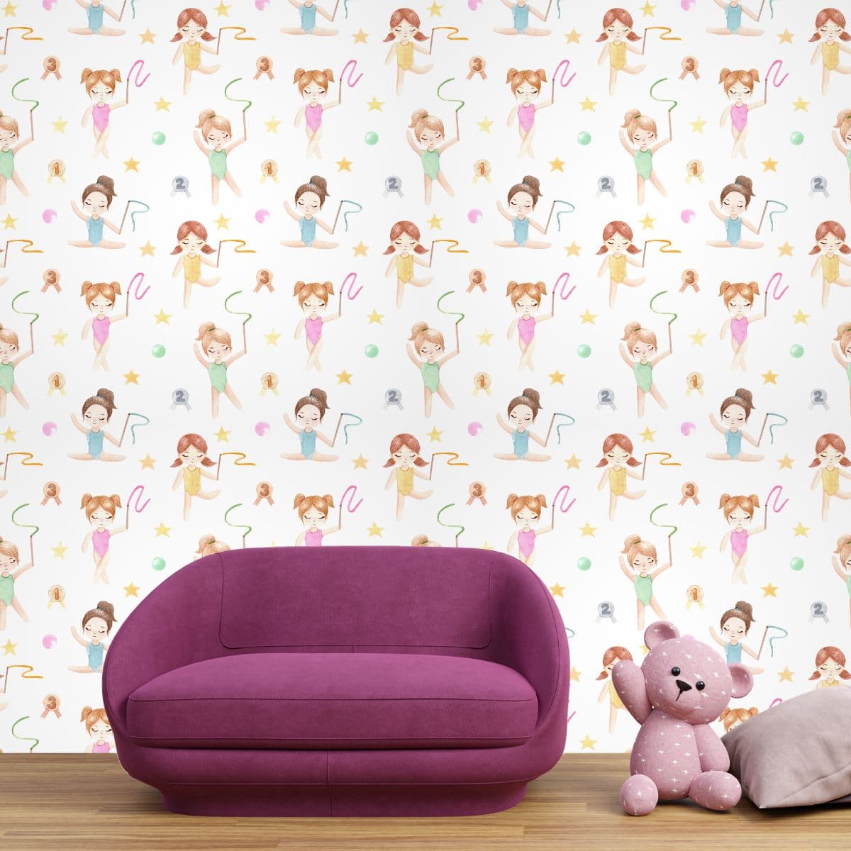 The Gymnast Girl Wallpaper shown in a room