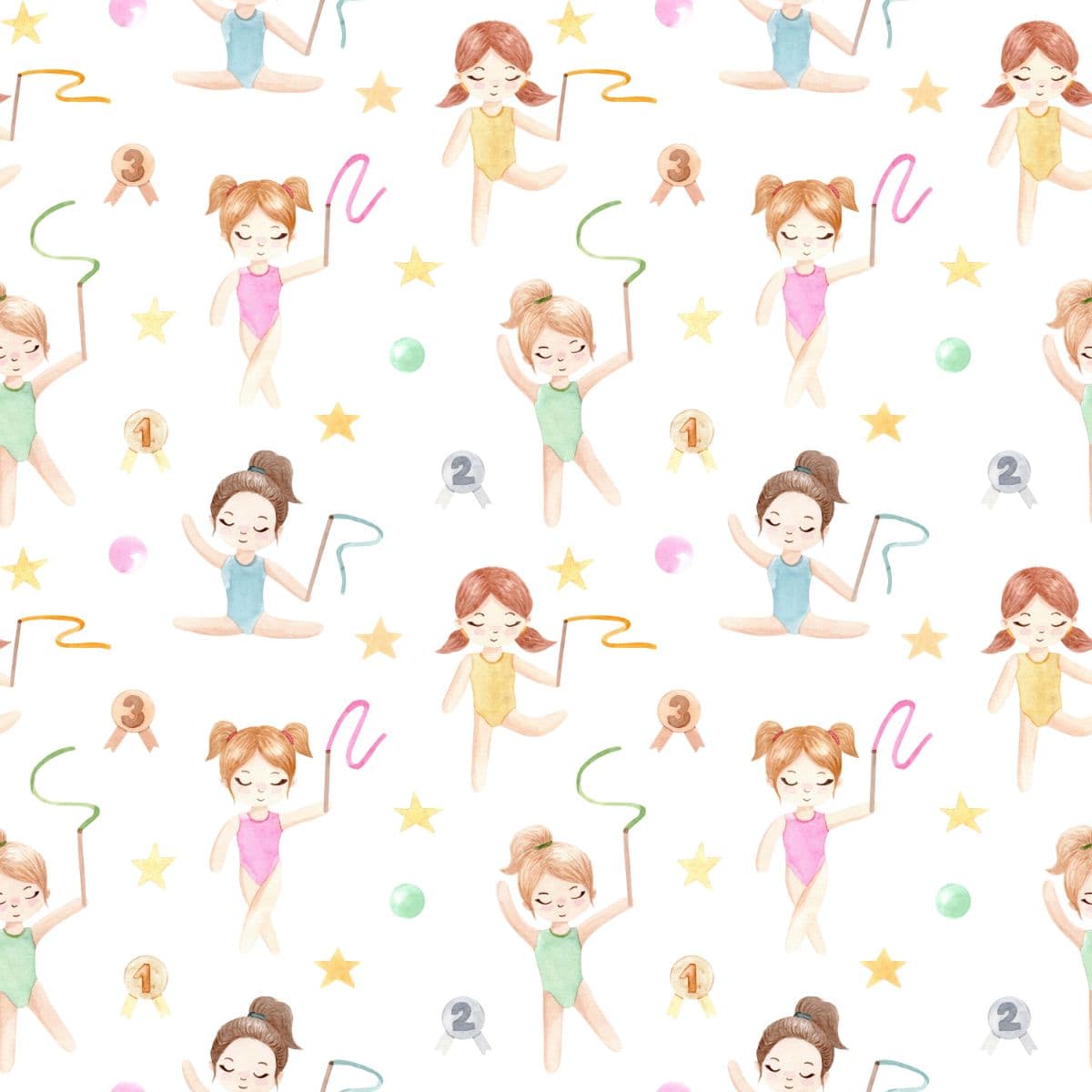 The Gymnast Girl Wallpaper pattern detail