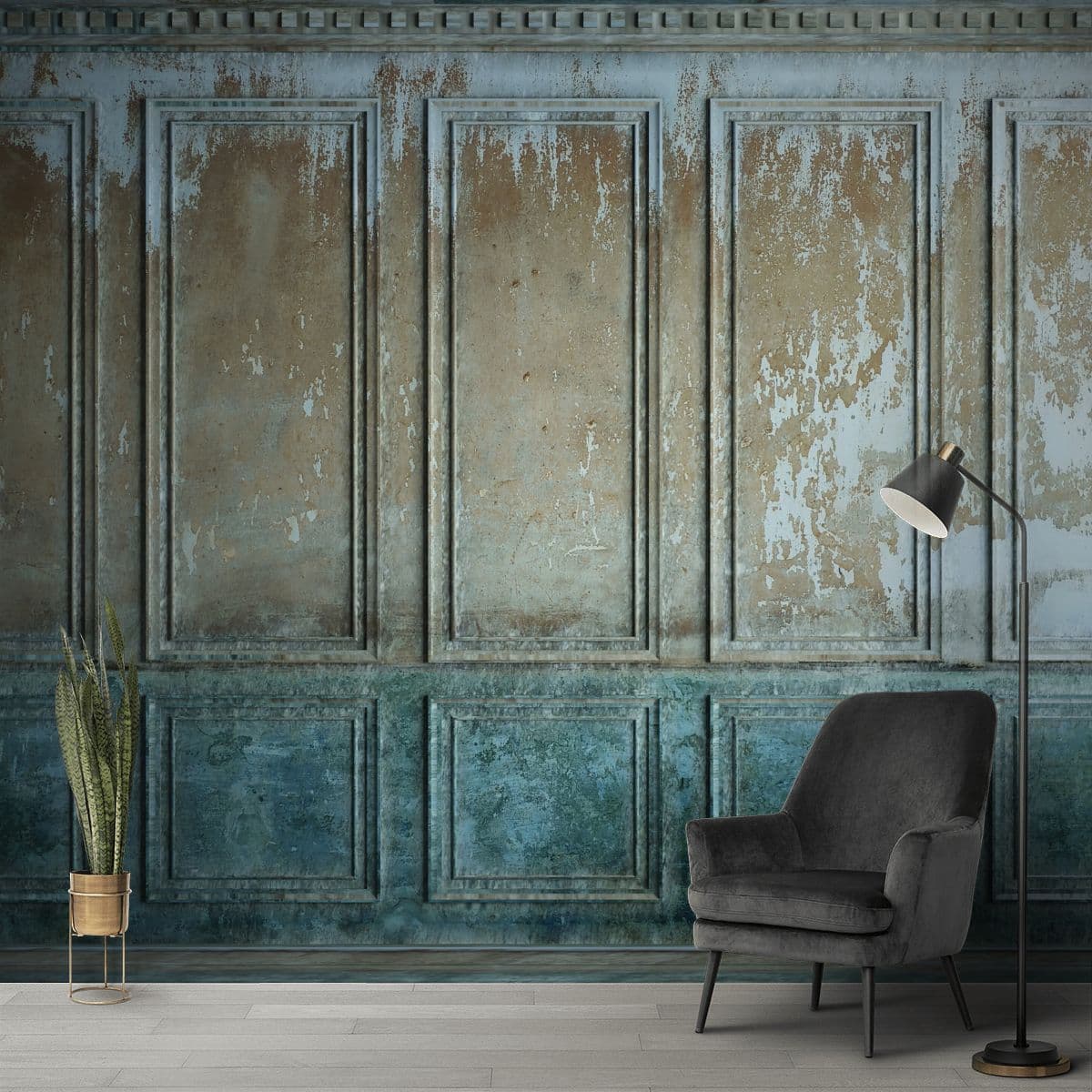 Vintage Molding Wallpaper for Living Room shown in a room