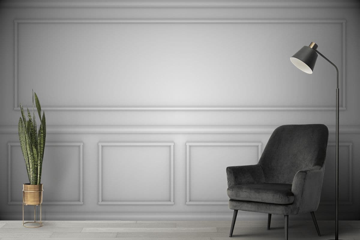 Urban Metro Mouldings Wallpaper for Living Room shown in a room