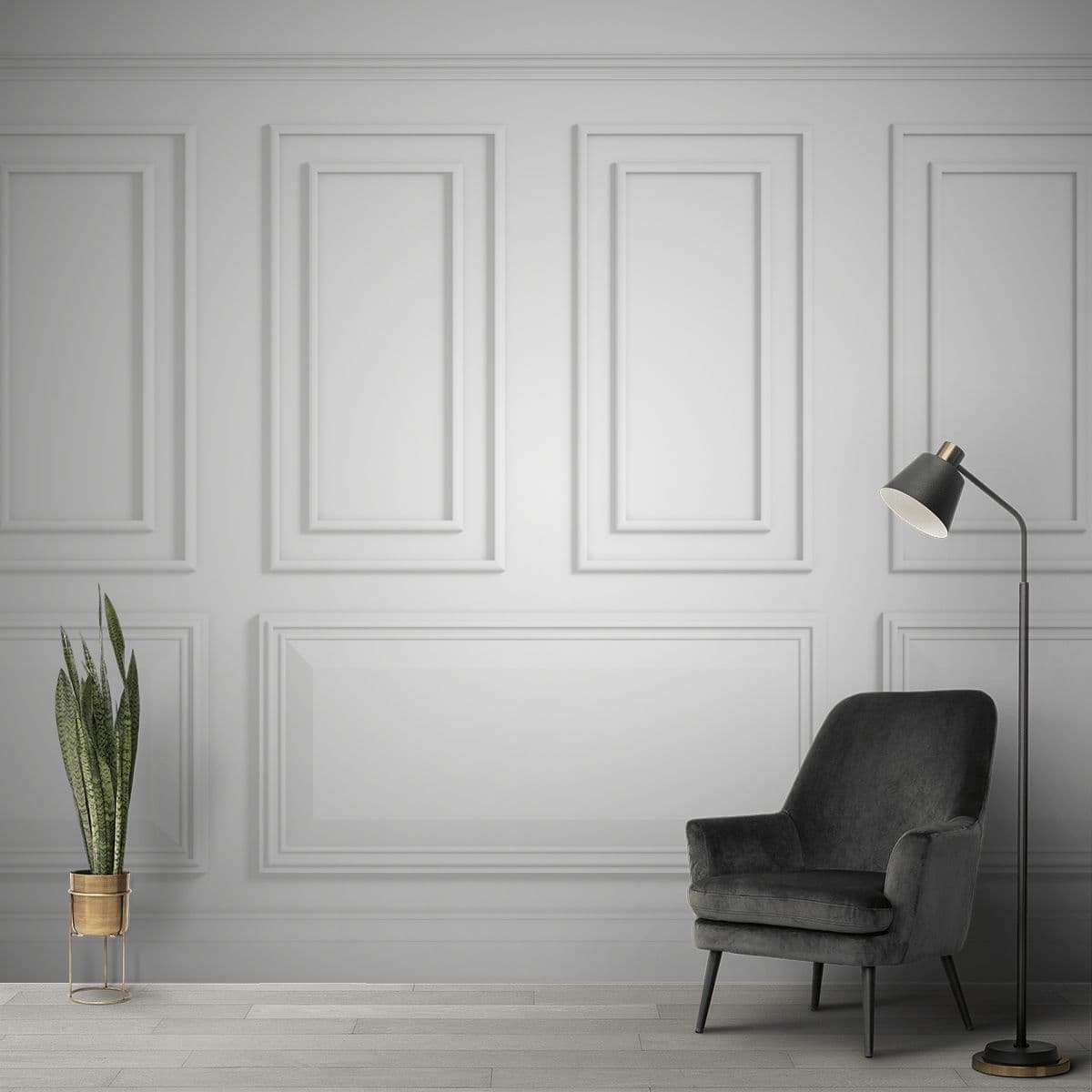 Majestic Moulding Wallpaper for Living Room shown in a room