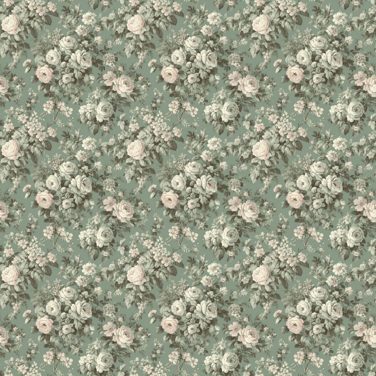 Soothing Pastel Roses Floral Wallpaper Mural pattern detail