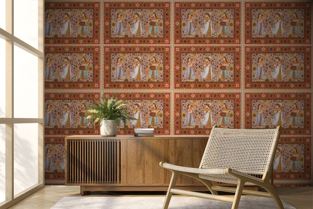 Indian Regal Resonance Living Room Wallpaper shown in a room