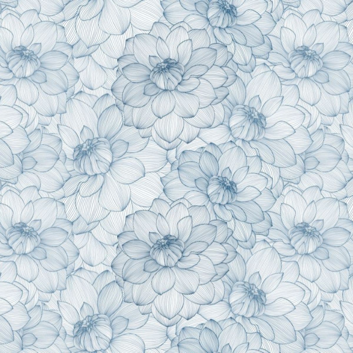 Urban Oasis Blue Floral Living Room Wallpaper pattern detail