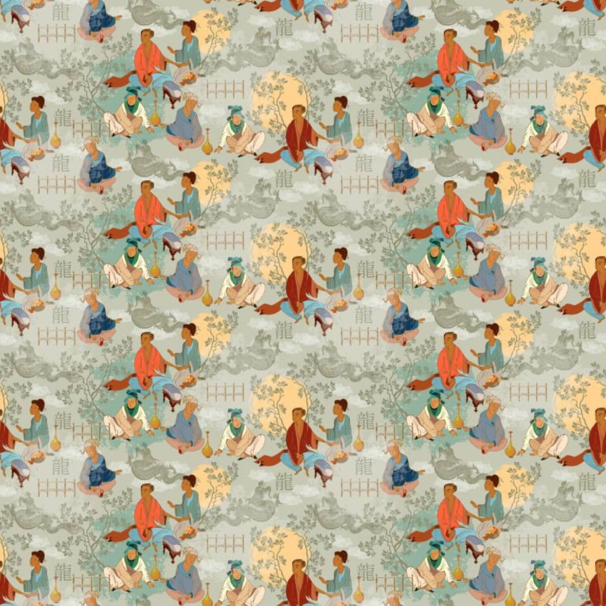 Radiant Royal Residency Seamless Wallpaper for Living Room pattern detail