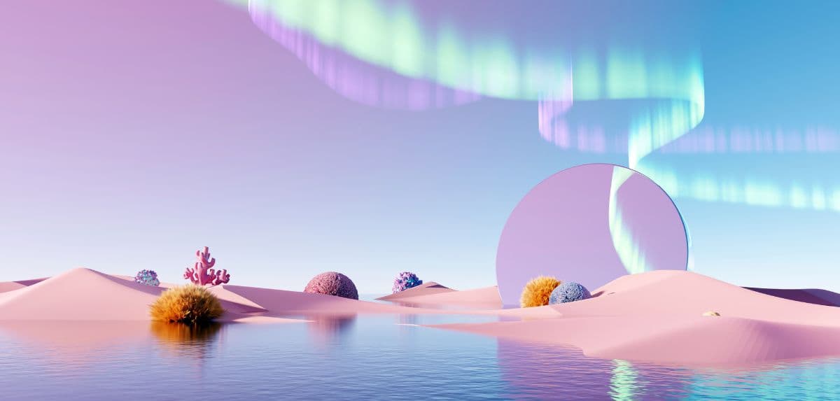 3D Style Surreal Pastel Landscape Kids Wallpaper pattern detail