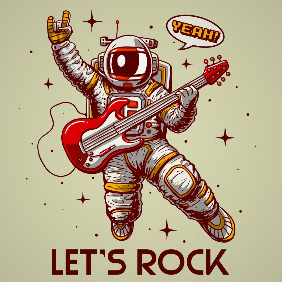 Astronaut Playing Guitar Wallpaper for Kids pattern detail
