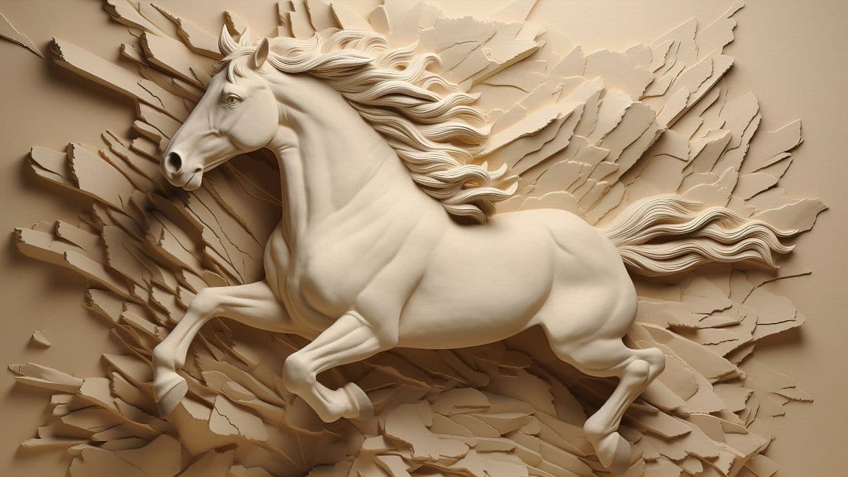 Beautiful Horse 3D Relief Wallpaper for Wall pattern detail