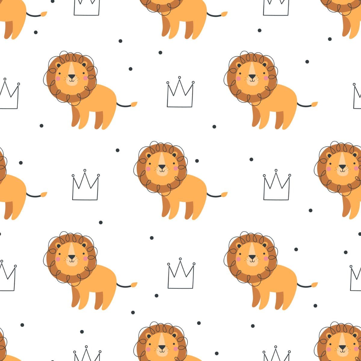 Cute Lion Pattern Wallpaper for Kids pattern detail
