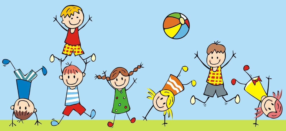 Happy Kids Playing Outdoor Wallpaper for Wall pattern detail