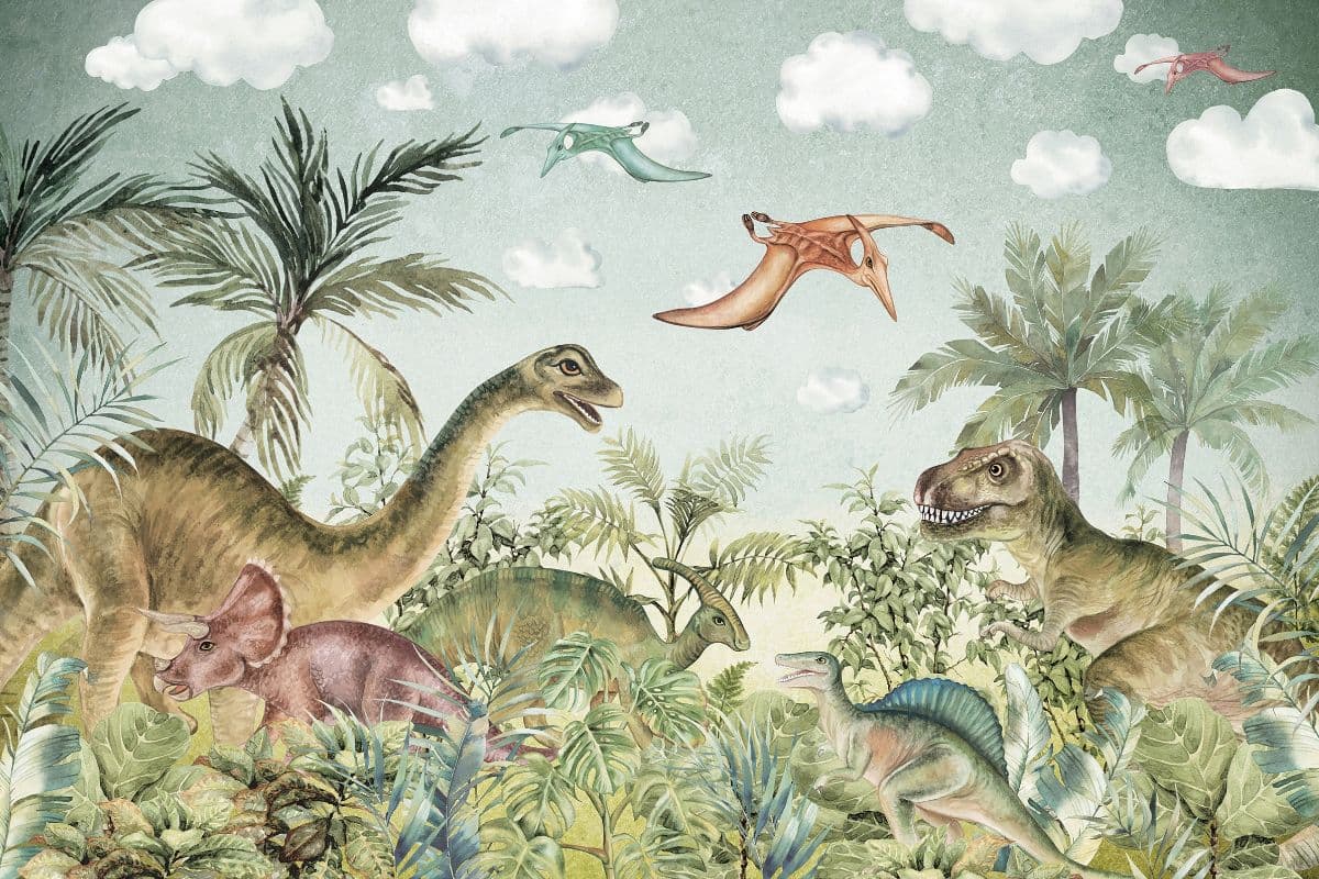 Majestic Dinosaurs Wallpaper for Boys pattern detail