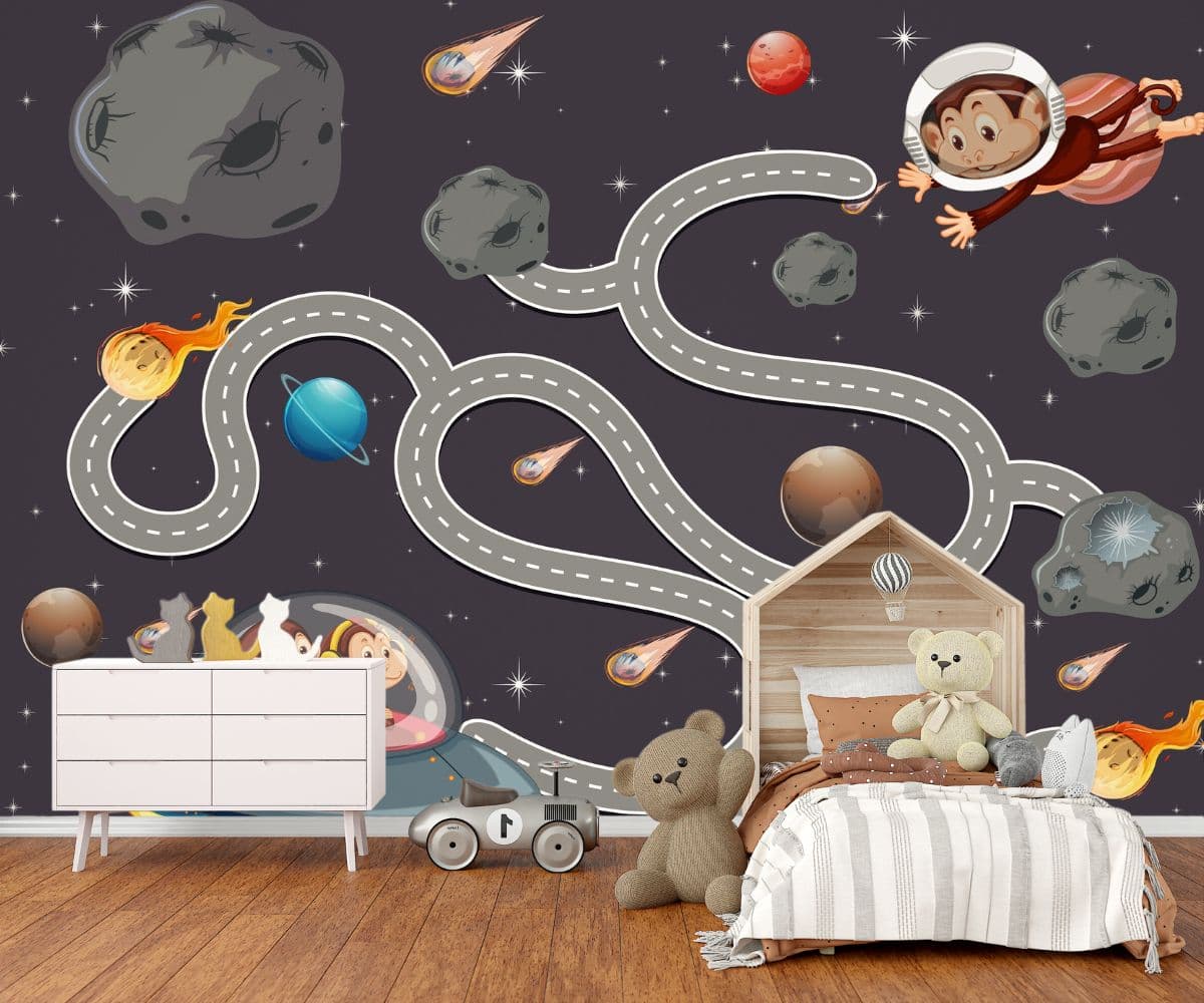 Maze Game Theme Wallpaper for Kids shown in a room