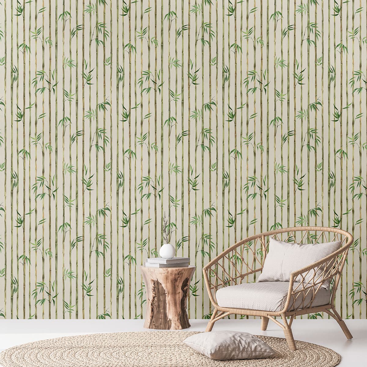 Elegant Bamboo Forest Wall Mural Design Wallpaper pattern detail
