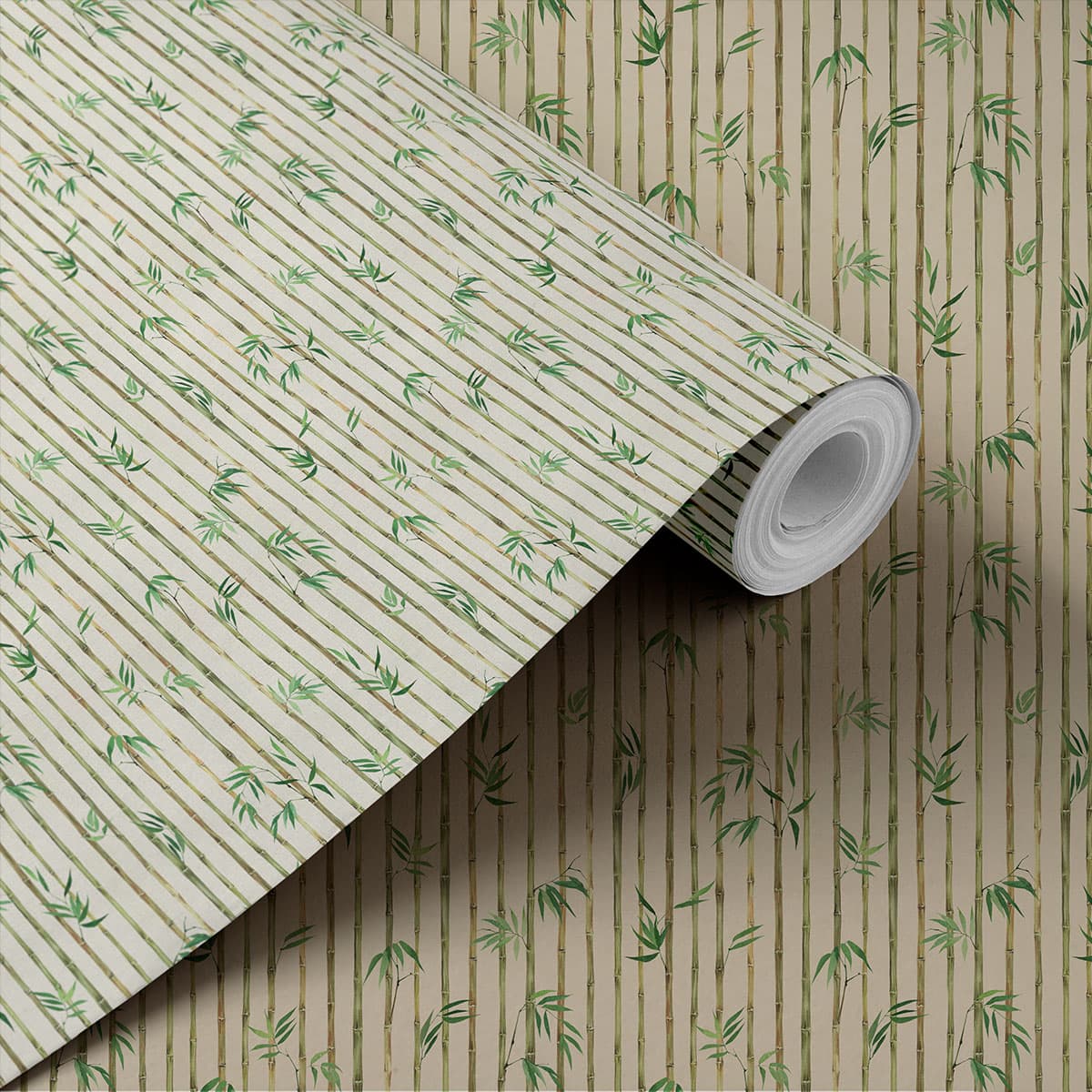 Elegant Bamboo Forest Wall Mural Design Wallpaper shown in a room