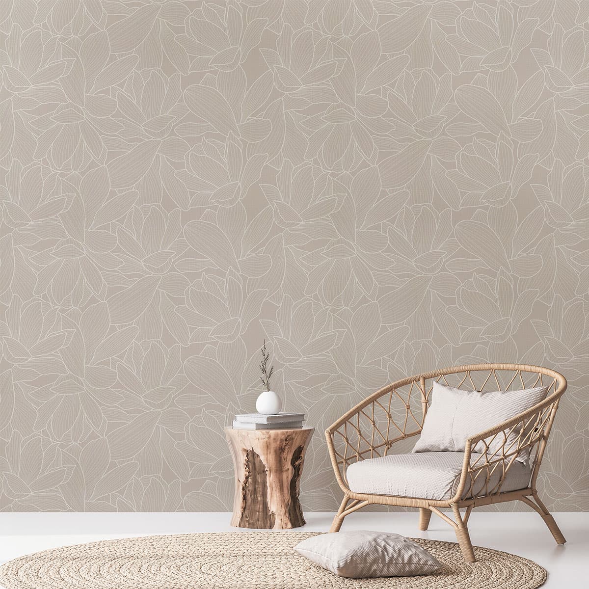 Flowers Line Art Pattern Wallpaper Roll pattern detail