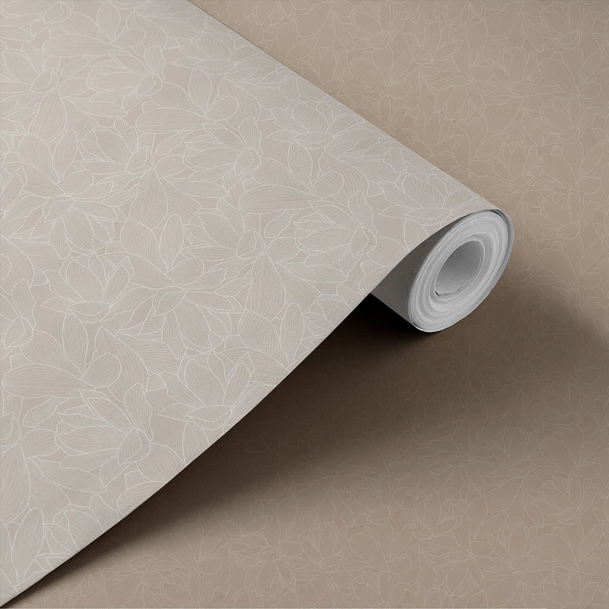 Flowers Line Art Pattern Wallpaper Roll shown in a room