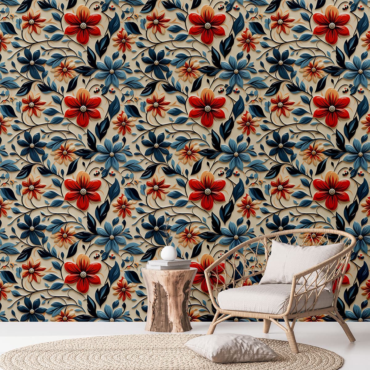 Modern Exotic Floral Design Wallpaper Roll pattern detail